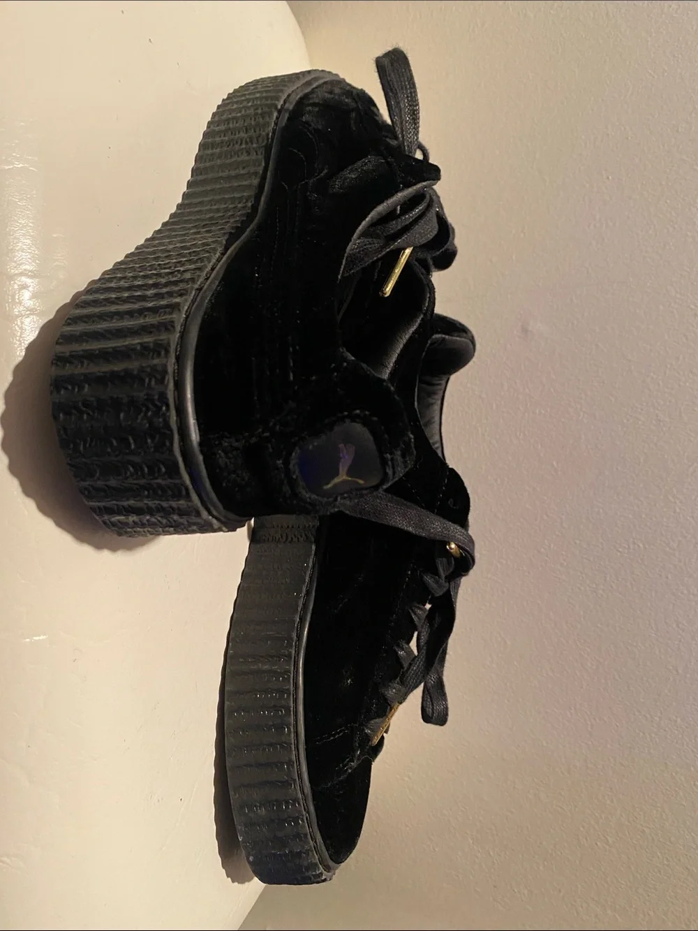 Puma Black Velvet Platform Sneakers